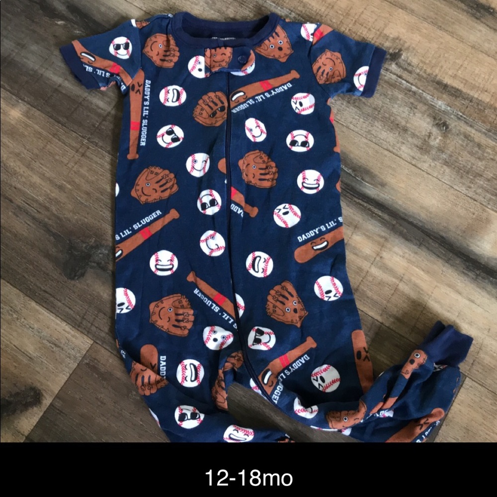 12-18mo short sleeve footless baseball pj’s